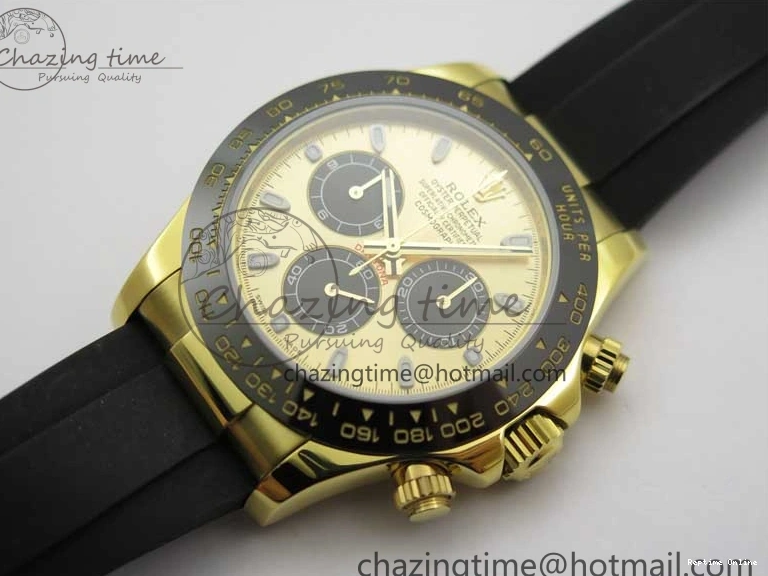 0501 Sporty Daytona 116518 KKF 1:1 Best Edition 904L Steel YG Black Dial on Rubber Strap A 2455
